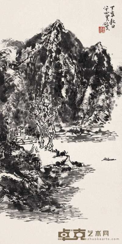 黄宾虹 1947年作 策杖山水间 立轴 69×35cm